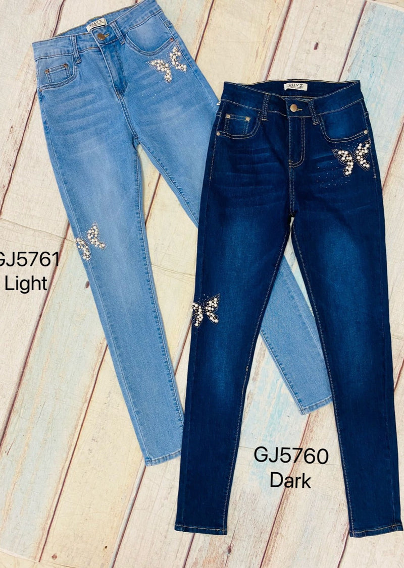GJ5760-61 Butterfly Rhinestones - High Waist Vinizbena Jeans