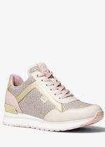 Authentic Maddy Leather and Glitter Chain-Mesh Trainer - Michael Kors