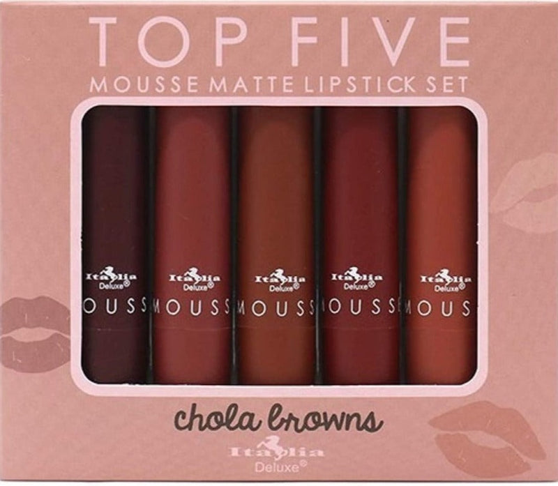 CHOLA BROWNS Top Five Mousse Matte Lipstick Set - Italia Deluxe