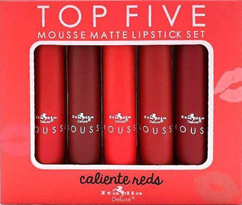 CALIENTE REDS Top Five Mousse Matte Lipstick Set - Italia Deluxe