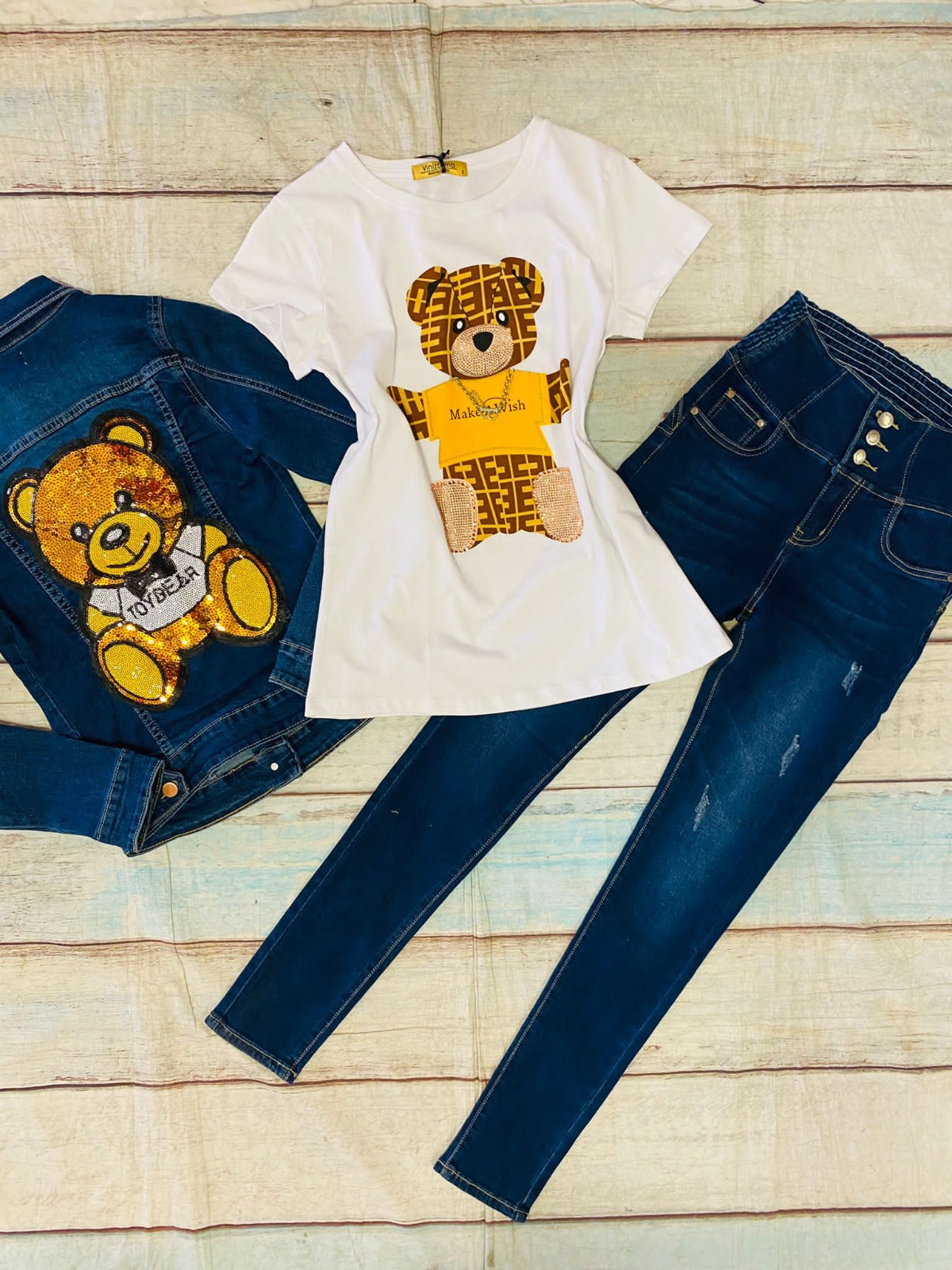 Sequin Toy Bear Jacket - Vinizbena