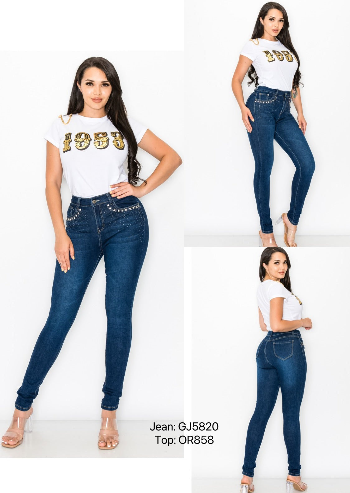 Night Moon Jeans - High Waist Vinizbena Jeans GJ5819-B19