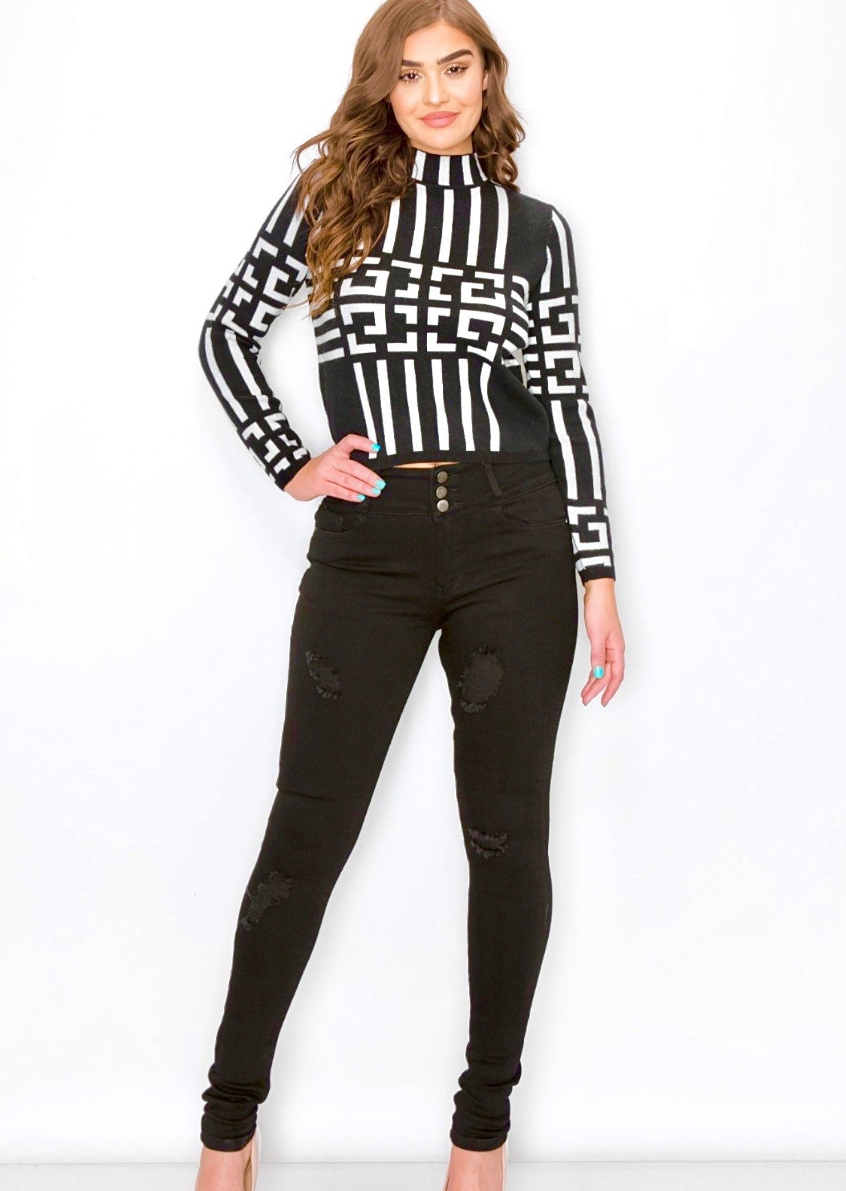 Black Jeans - High Waist Vinizbena Jeans YF5196-B12