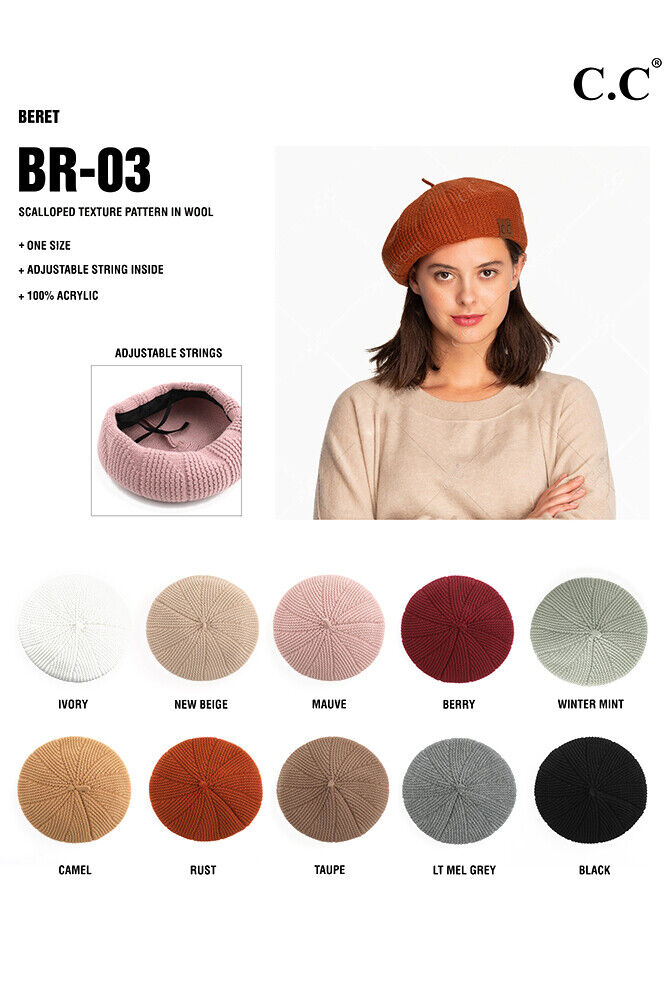 Scalloped Pattern C.C Beret BR03
